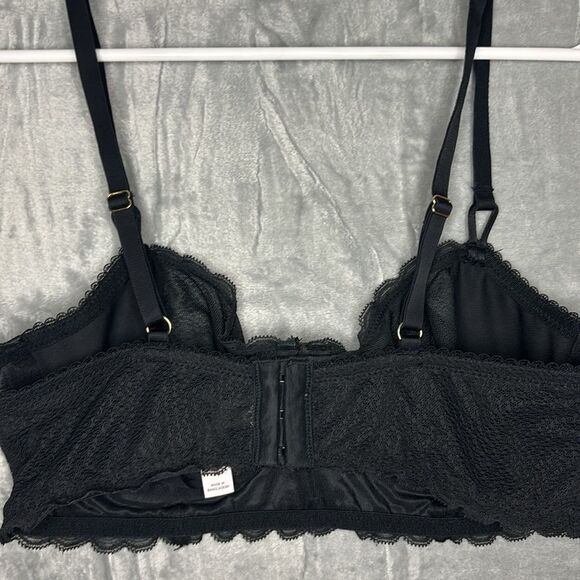 Auden Black Lace Sheer Adjustable Strap Back Clasp Underwire Bra Size 34B - Picture 5 of 7